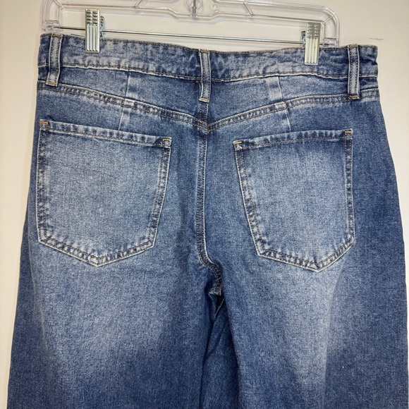 Ashley Mason Barrel Jeans Women’s Sz 7/28 Blue High Rise Wide Leg Raw Hem Denim - Picture 4 of 14